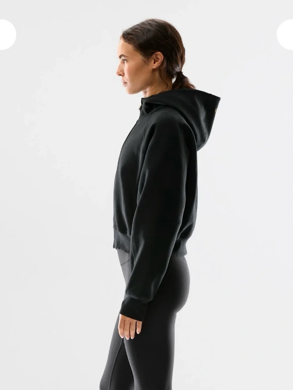 Black Zip-Up Hooded Women’s Top - Picture 3 of 9